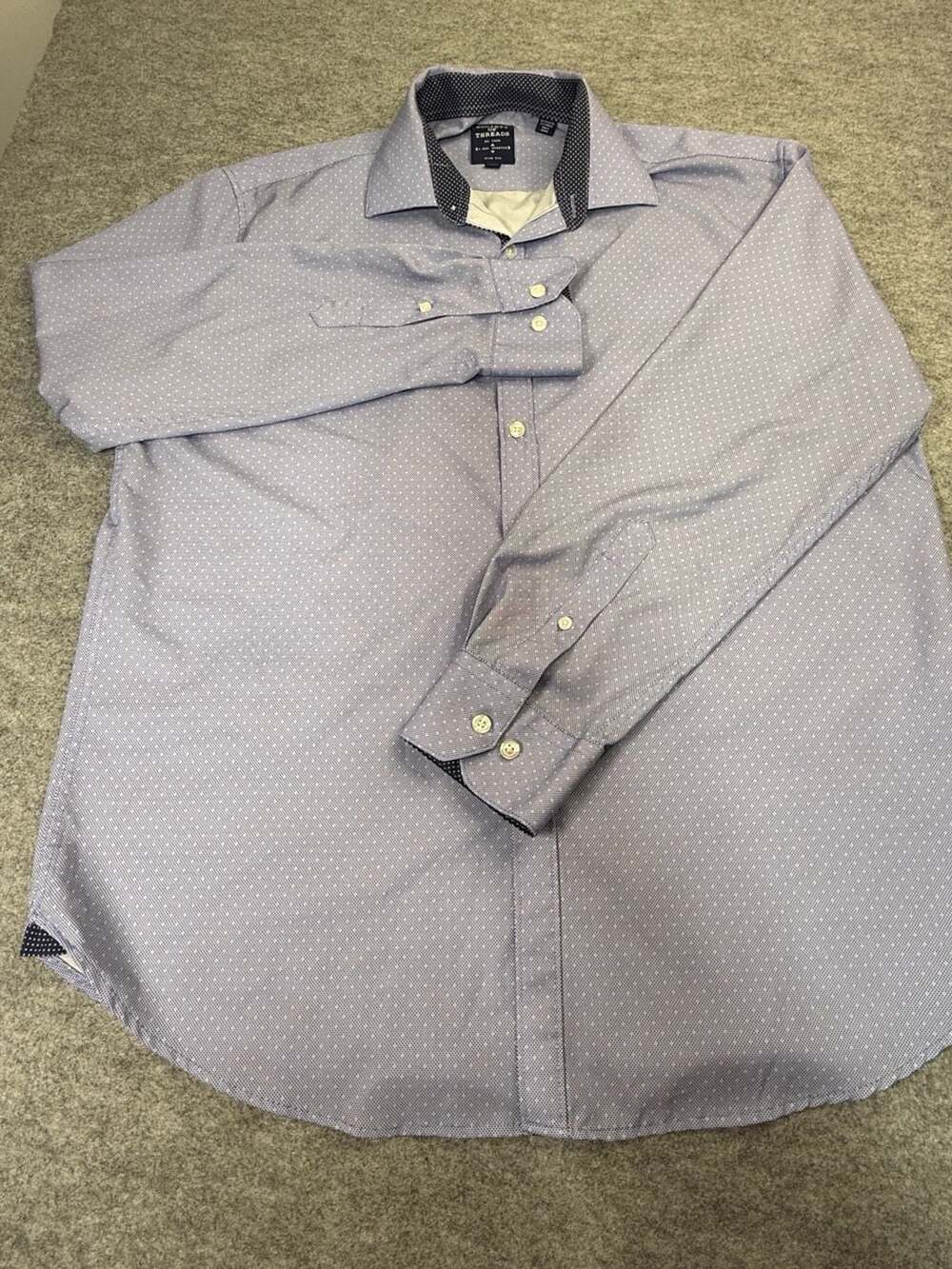 Society of Threads Dress Shirt Size 16-16.5 34-35 Blue Micro Dot Slim Fit